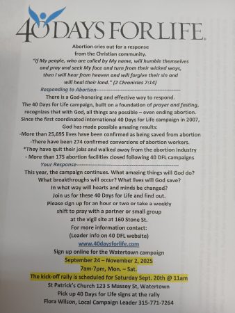 40 Days for Life fall campaign